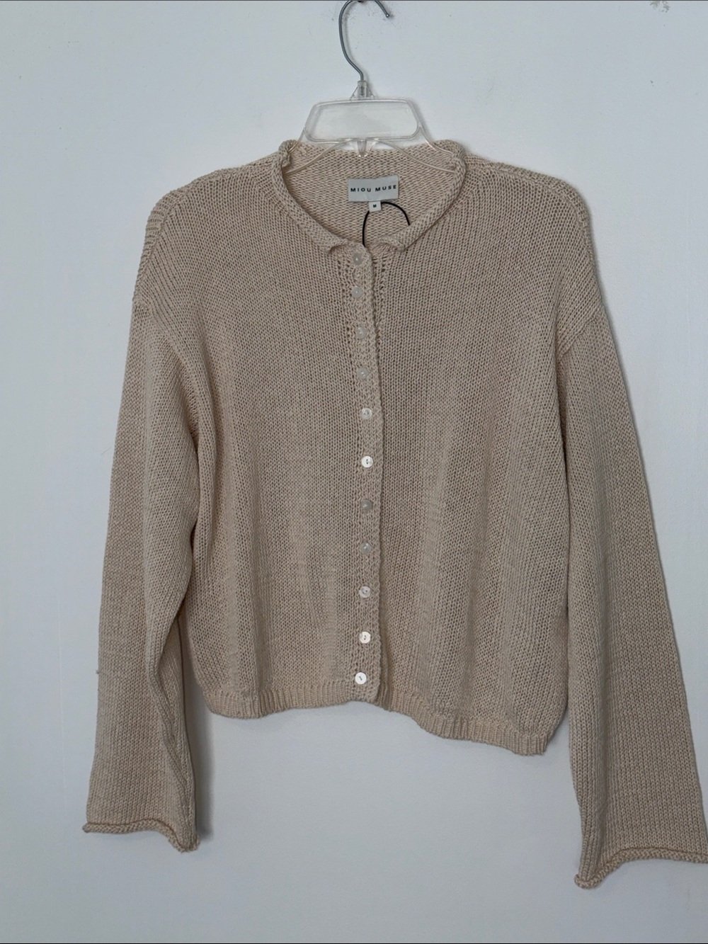 Miu Muse Cream Button-Up Knit Cardigan - Picture 11 of 11